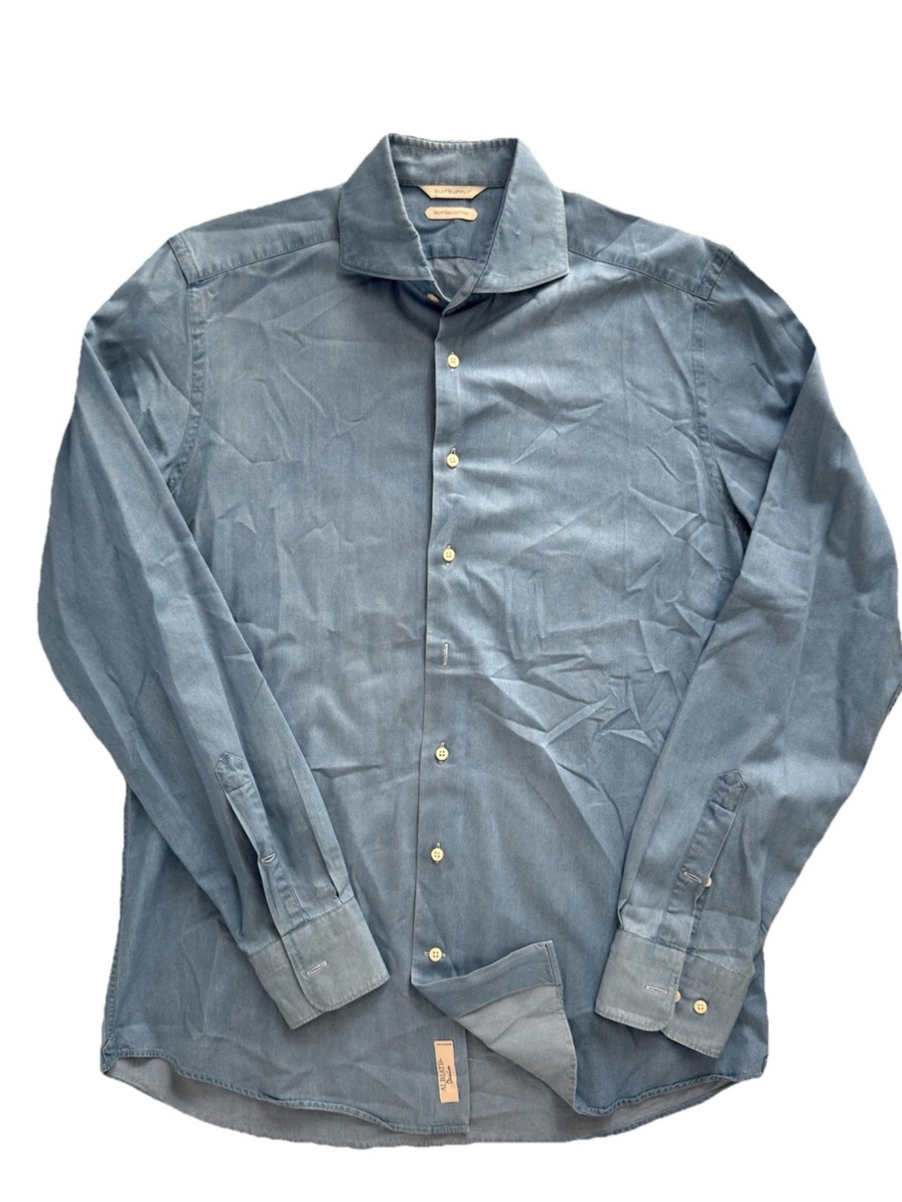 Suitsupply Light Blue Chambray Shirt Slim Fit Size 41 16 Cotton made in Poland